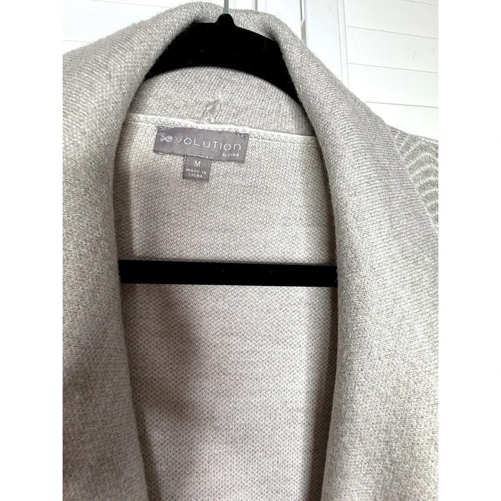 Evolution by Cyrus Cardigan Women M Grey Excellent Draped Waterfall Knit Sweater